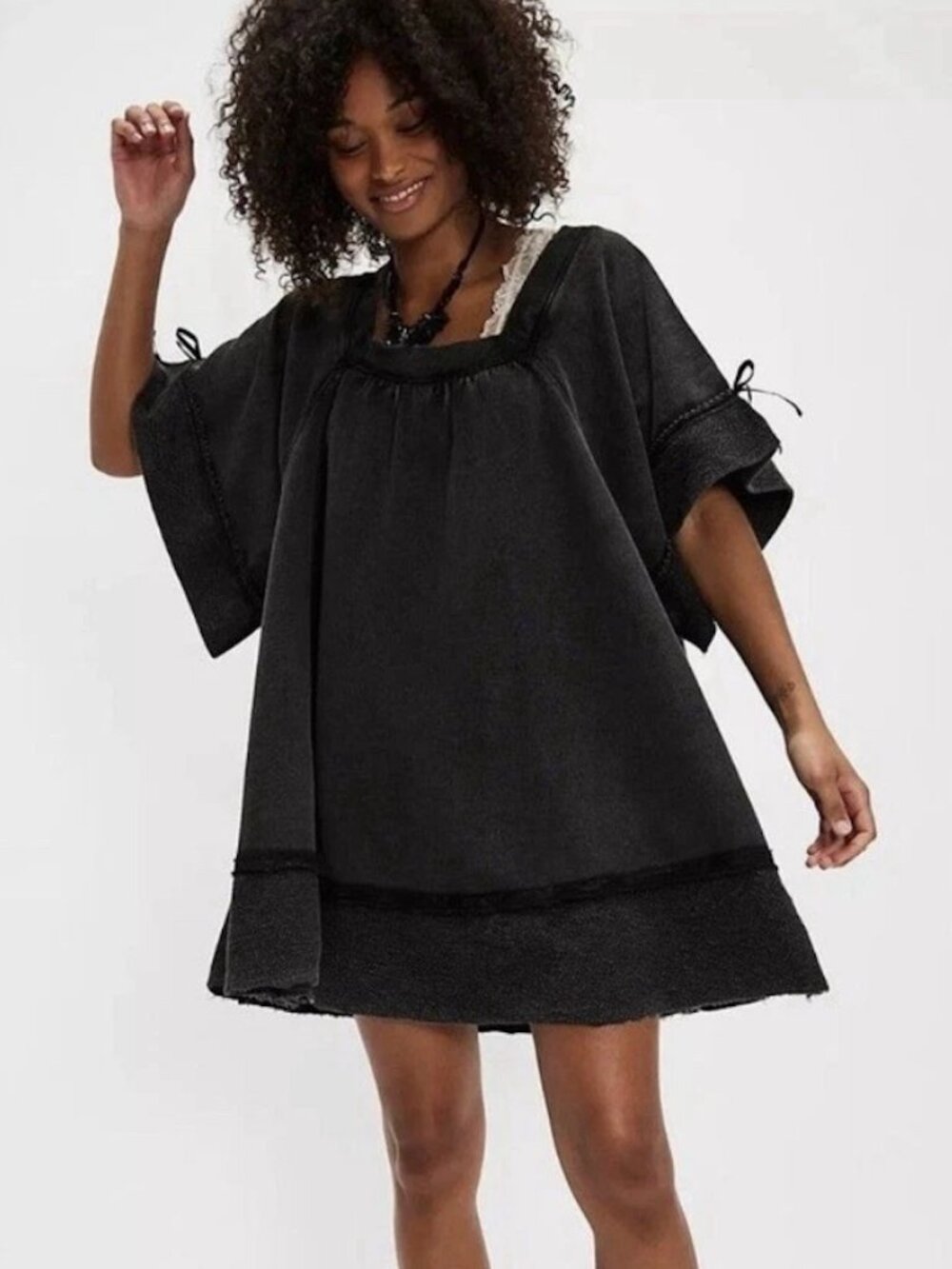 Free People Astoria Sweatshirt Tunic Size XS Dusty Black